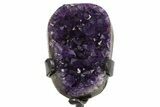 Sparkling Amethyst Geode With Metal Stand - Uruguay #342503-1